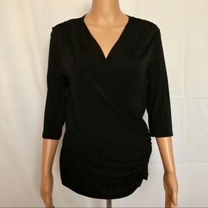 Theory Black slinky Wrap Top.